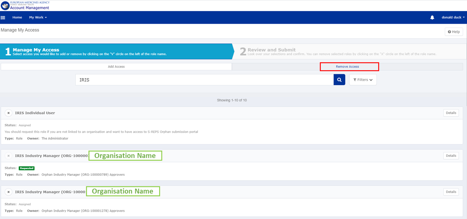 Request Access · EMA Account Management